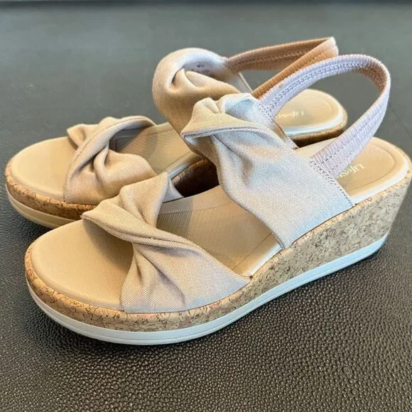 LifeStride Riley Bzees Airstep Beige Sandals Washable Slingback Wedge size 36/6M - Picture 3 of 11